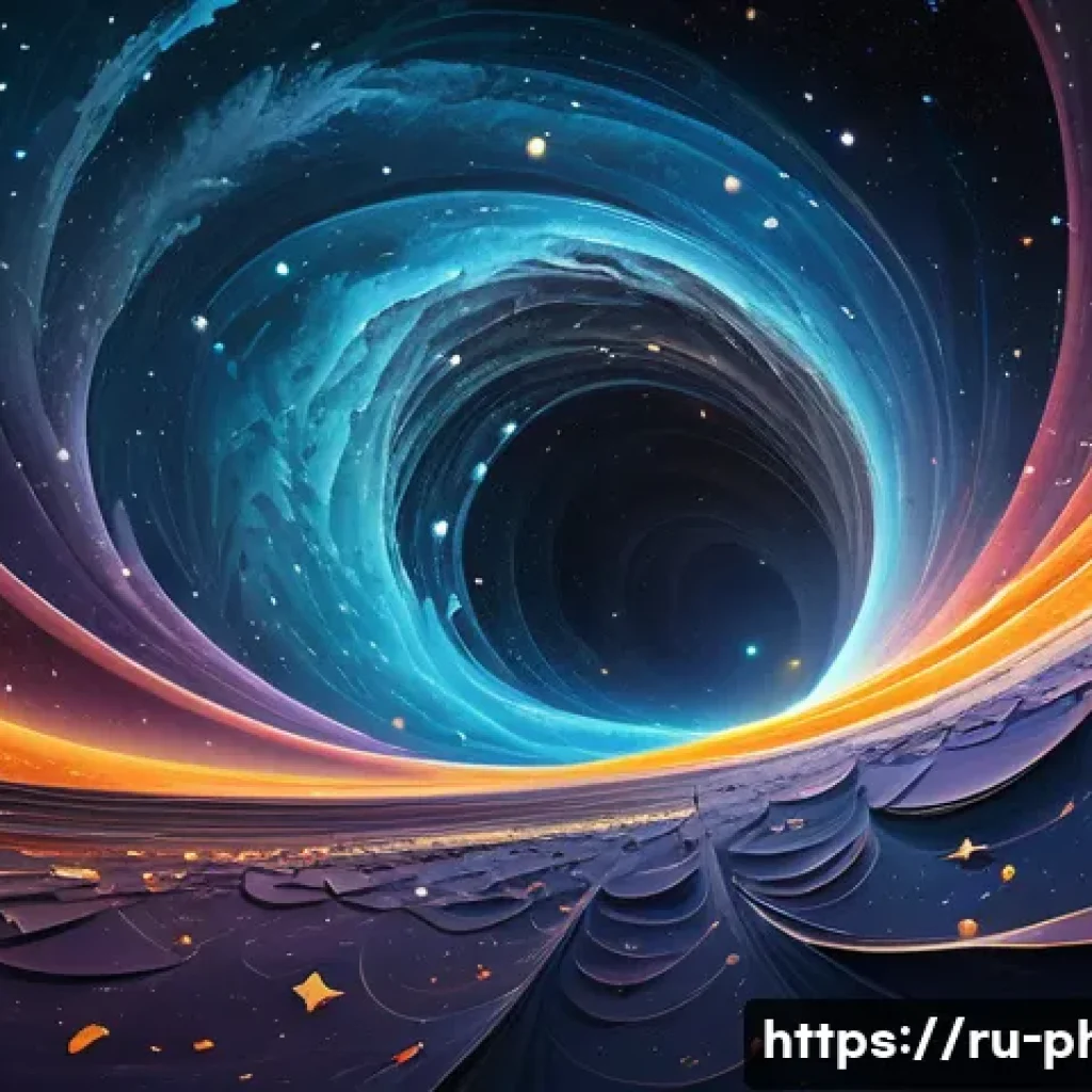 엔트로피와 시간의 방향 - A detailed scientific illustration of entropy and chaos in the universe: visualize a cosmic scene wh...