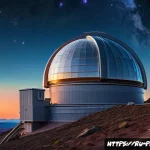 Home 21 암흑 물질 탐색 기술 - A highly detailed digital painting of the Vera C. Rubin Observatory at dusk, featuring its large tel...