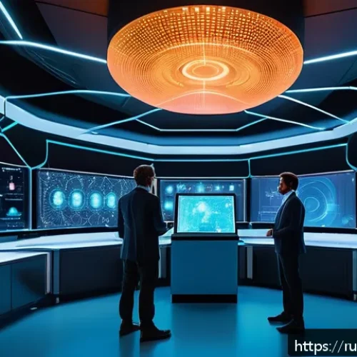 Home 30 양자컴퓨터 알고리즘 - A futuristic quantum computing laboratory scene featuring diverse scientists and engineers collabora...