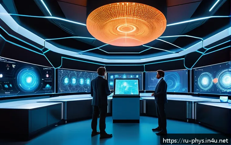 양자컴퓨터 알고리즘 - A futuristic quantum computing laboratory scene featuring diverse scientists and engineers collabora...